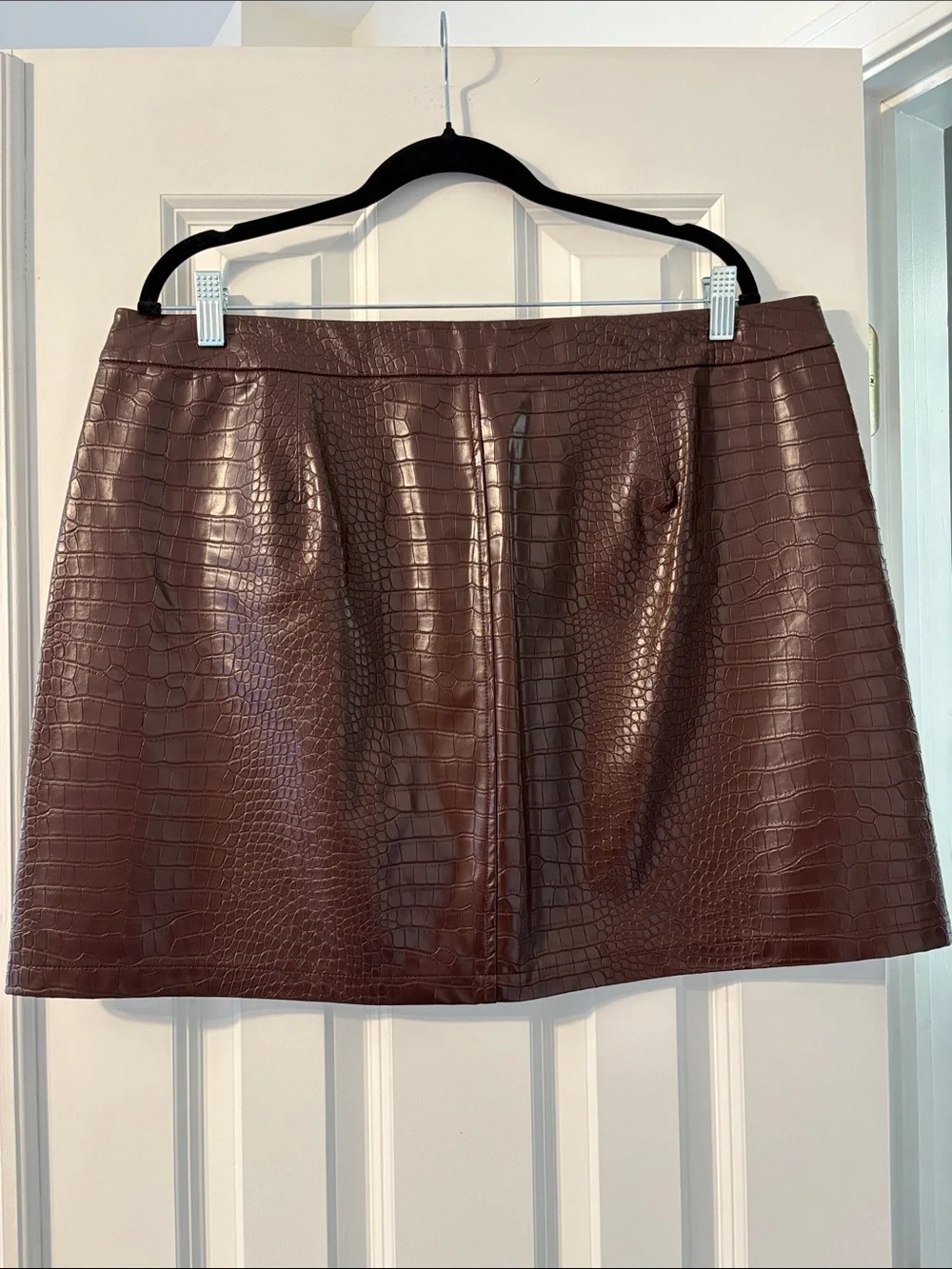 J. Crew Croc-Embossed Faux Leather Mini Skirt with Gold Buttons - Size 16